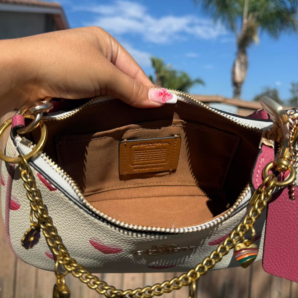Coach Teri Shoulder Bag With Stripe Heart Print