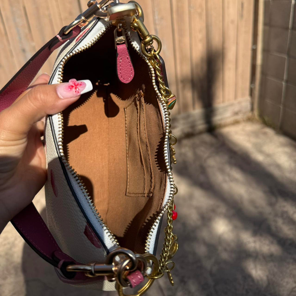 Coach Teri Shoulder Bag With Stripe Heart Print