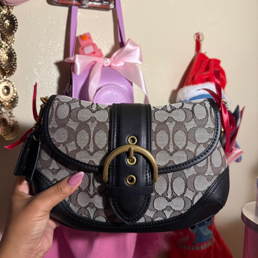 Soho Signature Jacquard top handle shoulder bag