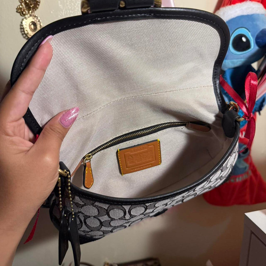 Soho Signature Jacquard top handle shoulder bag