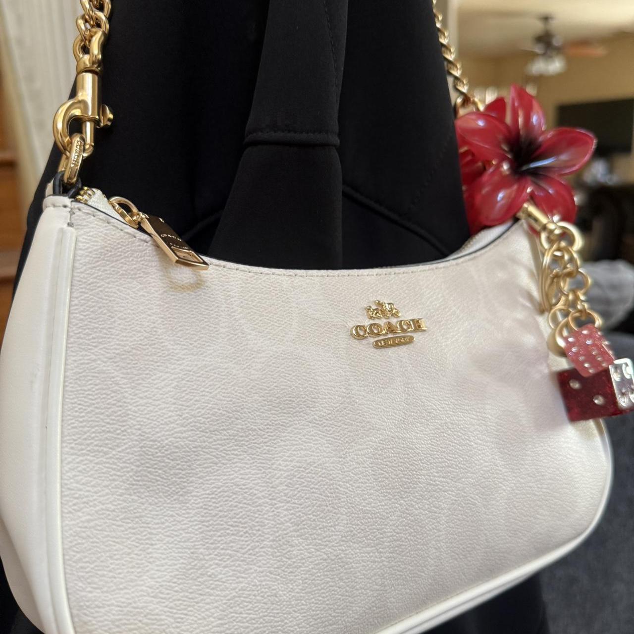 Teri white coach shoulder bag with gold hardware