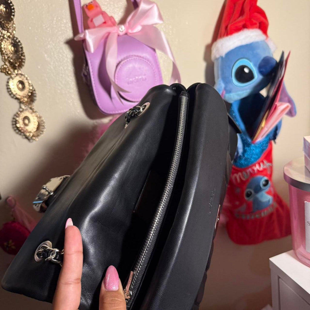 Tabby shoulder bag 26with pillow quilting logo silver