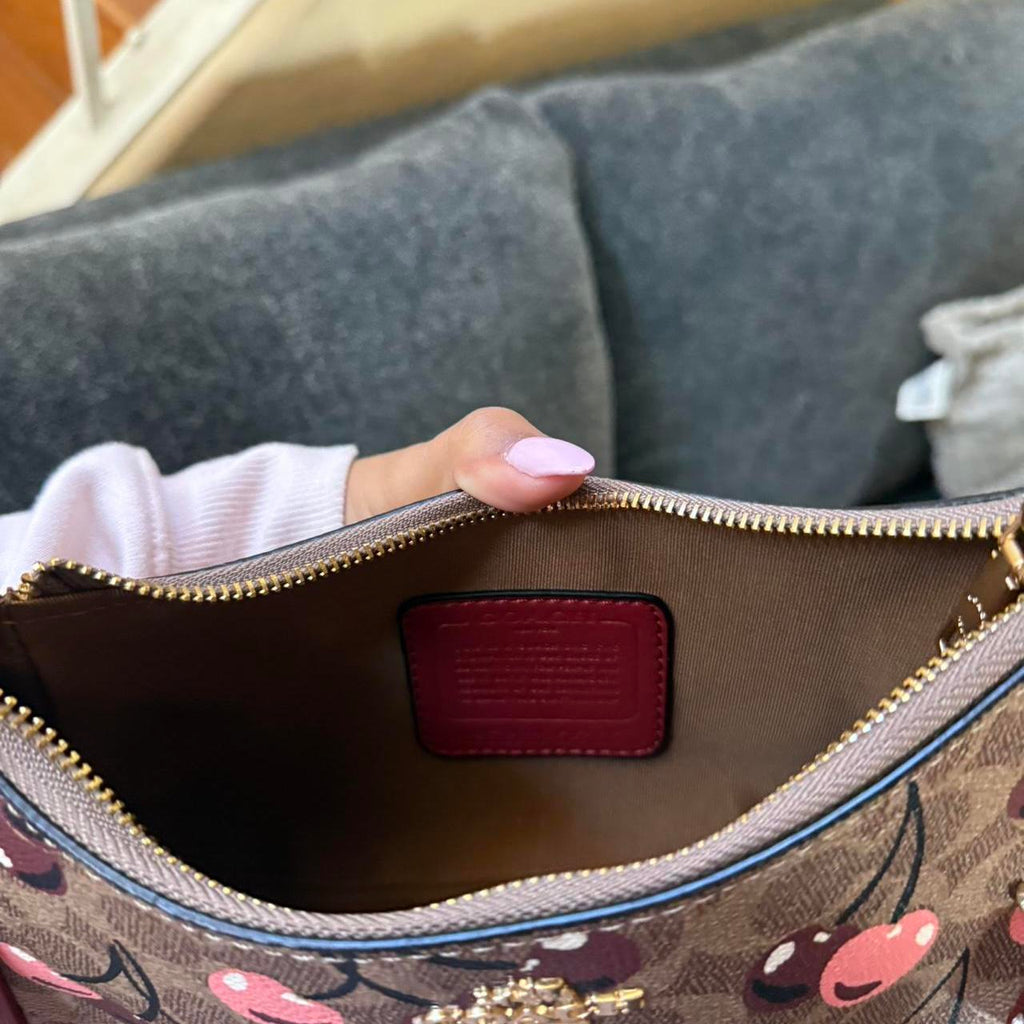 Teri shoulder bag in signature canvas with cherry print