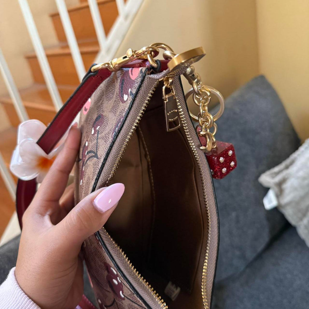 Teri shoulder bag in signature canvas with cherry print