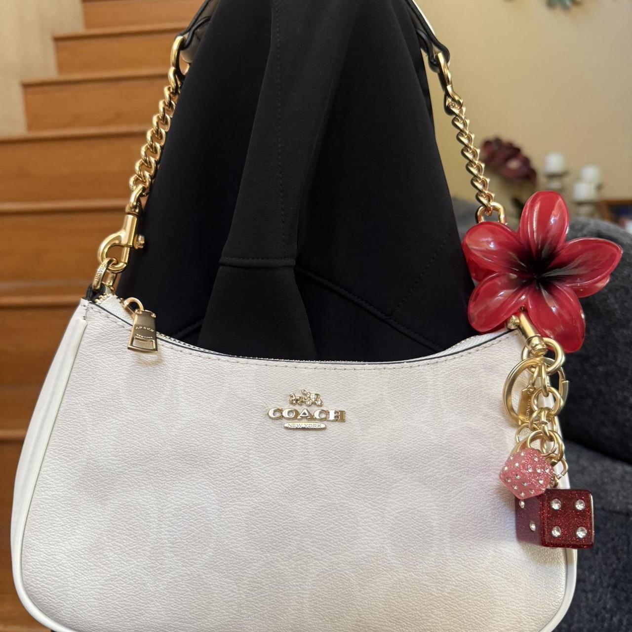 Teri white coach shoulder bag with gold hardware