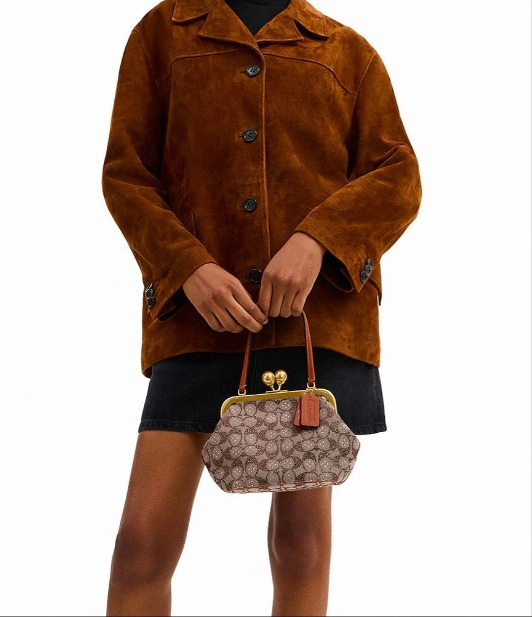 Coach Kisslock Frame Crystal Signature Jacquard Bag 16 CCC53