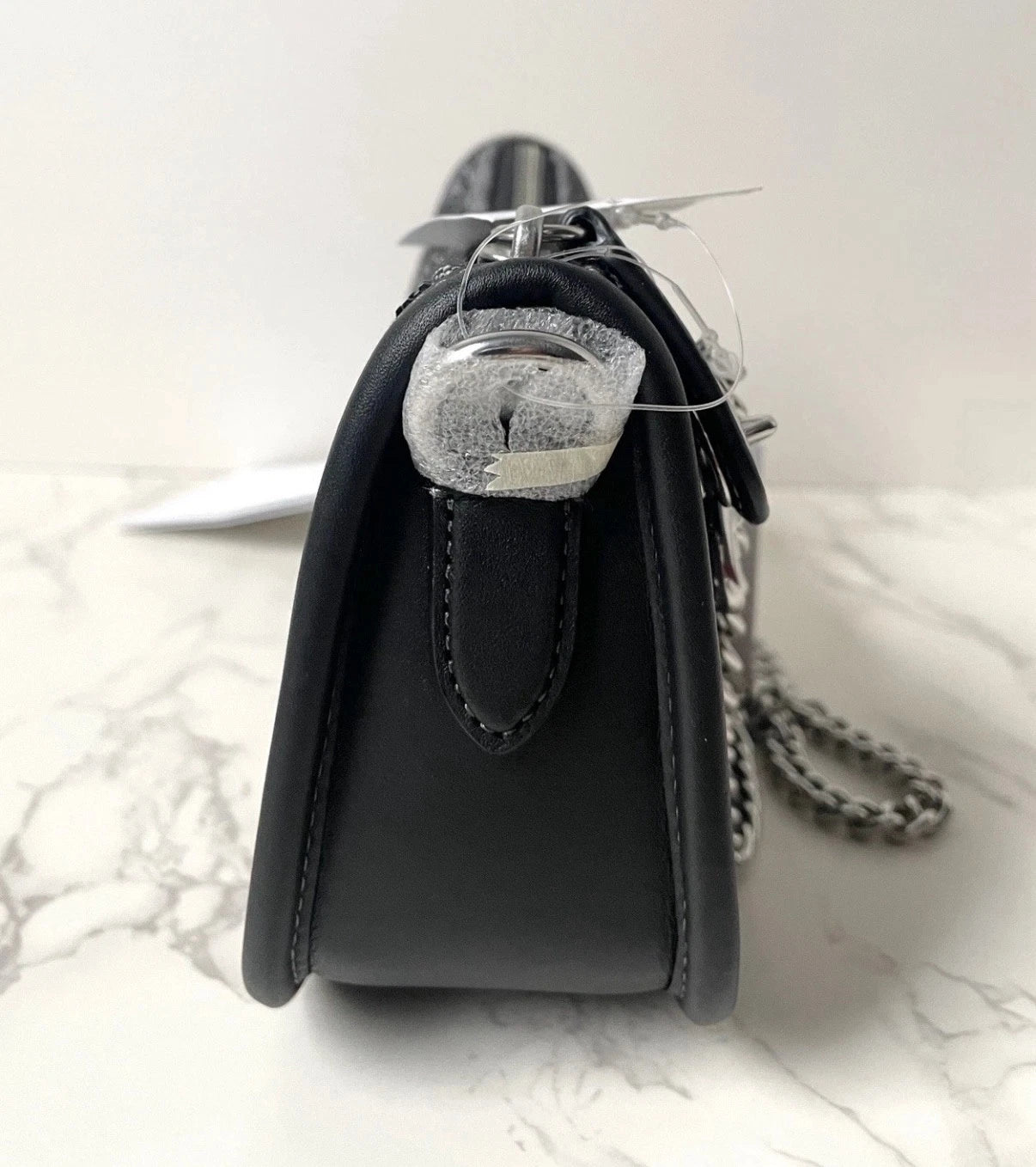 COACH Swinger 20 Crystal Signature Jacquard & Leather Shoulder Bag Black